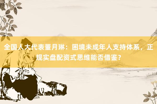全国人大代表董月琳：困境未成年人支持体系，正规实盘配资式思维能否借鉴？