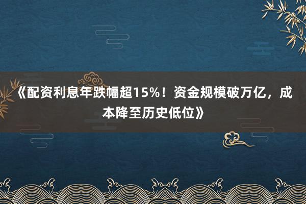 《配资利息年跌幅超15%！资金规模破万亿，成本降至历史低位》