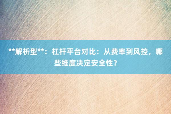 **解析型**：杠杆平台对比：从费率到风控，哪些维度决定安全性？