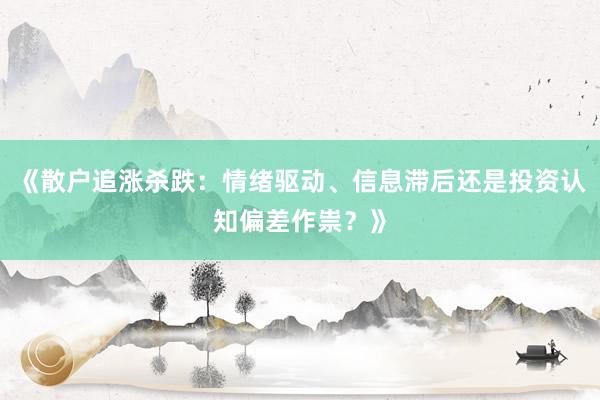 《散户追涨杀跌：情绪驱动、信息滞后还是投资认知偏差作祟？》