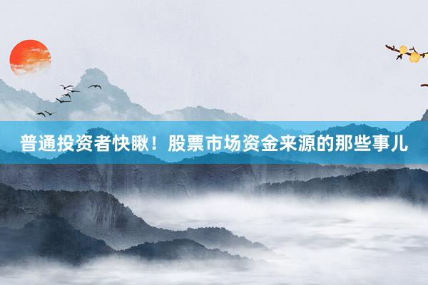 普通投资者快瞅！股票市场资金来源的那些事儿