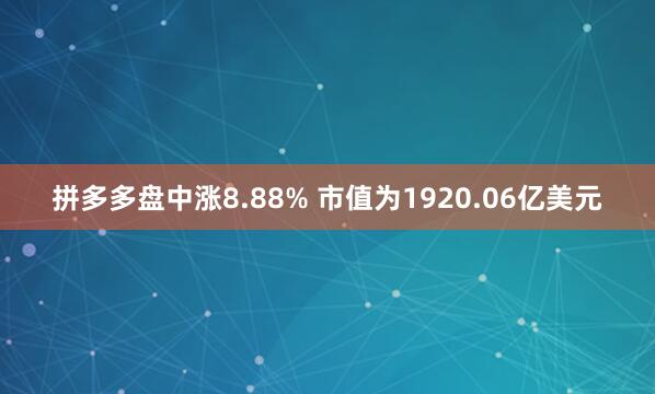 拼多多盘中涨8.88% 市值为1920.06亿美元