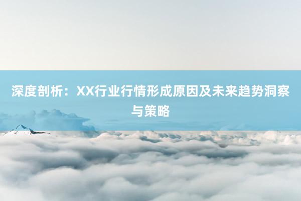 深度剖析：XX行业行情形成原因及未来趋势洞察与策略