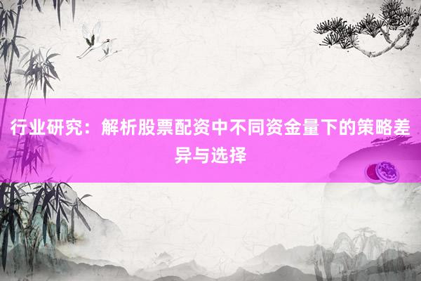 行业研究：解析股票配资中不同资金量下的策略差异与选择