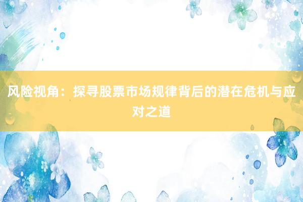 风险视角：探寻股票市场规律背后的潜在危机与应对之道