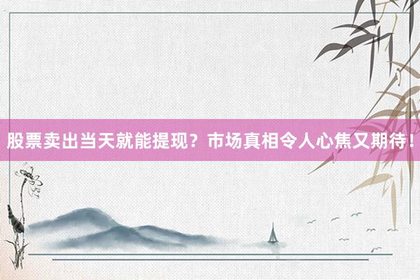 股票卖出当天就能提现？市场真相令人心焦又期待！