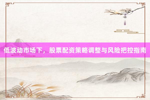 低波动市场下，股票配资策略调整与风险把控指南