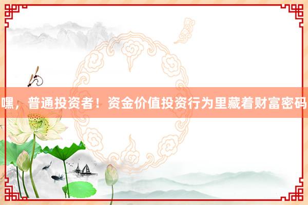 嘿，普通投资者！资金价值投资行为里藏着财富密码