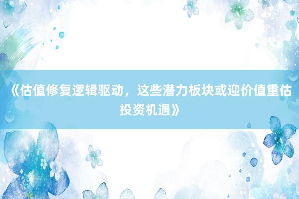 《估值修复逻辑驱动，这些潜力板块或迎价值重估投资机遇》