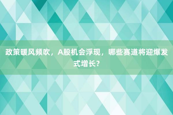 政策暖风频吹，A股机会浮现，哪些赛道将迎爆发式增长？