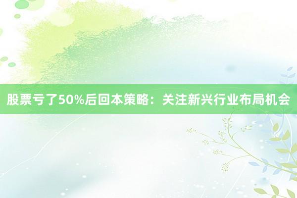 股票亏了50%后回本策略：关注新兴行业布局机会