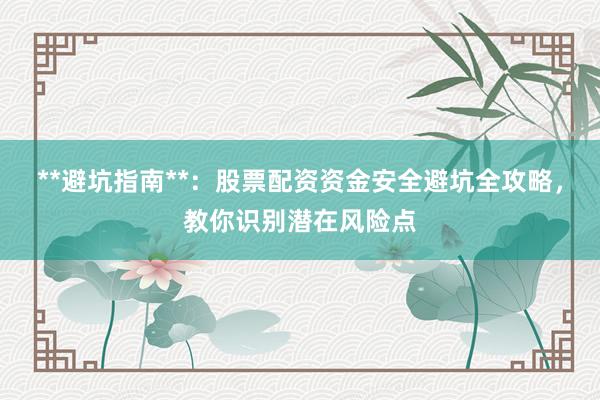 **避坑指南**:股票配资资金安全避坑全攻略,教你识别潜在风险点