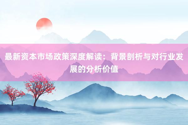 最新资本市场政策深度解读：背景剖析与对行业发展的分析价值