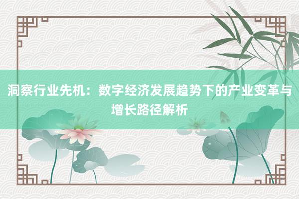 洞察行业先机：数字经济发展趋势下的产业变革与增长路径解析